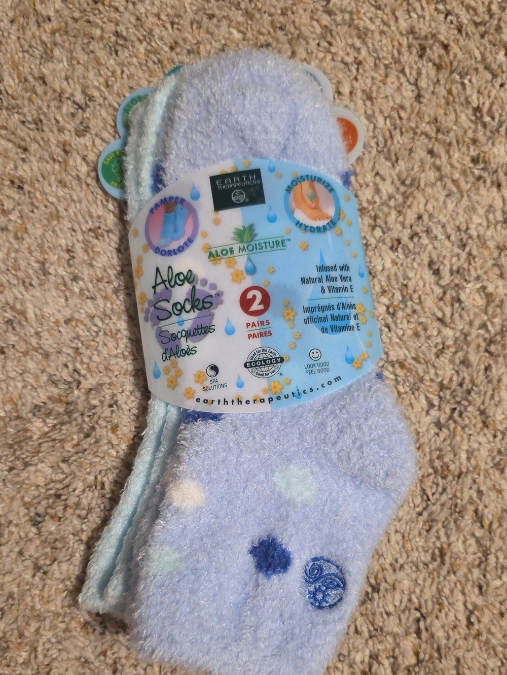 Aloe Moisture Men's Cozy Light Blue Socks - 2 Pairs